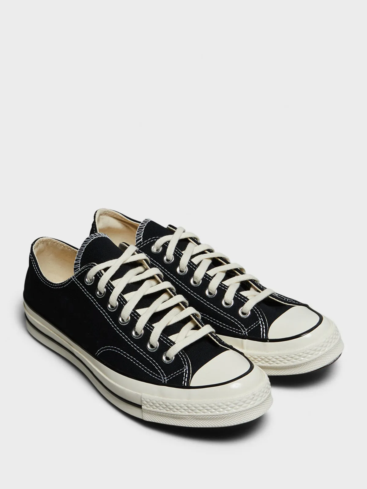Chuck 70 Low Top Canvas Sneakers in Black/Black/Egret