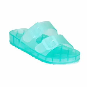 HI5926 LADIES DOUBLE STRAP CLEAR JELLY SLIDES UK SIZE 3-8