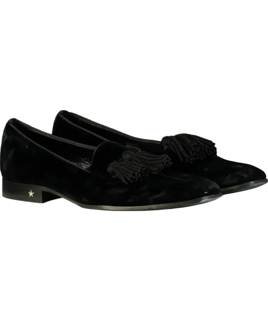 Jimmy Choo Black Foxley Velvet Slip-on Loafers With Tassel UK 8 EU 42 👞