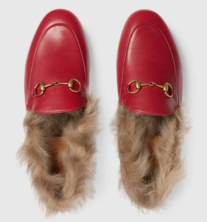'Jordaan' Fur Loafer, Red