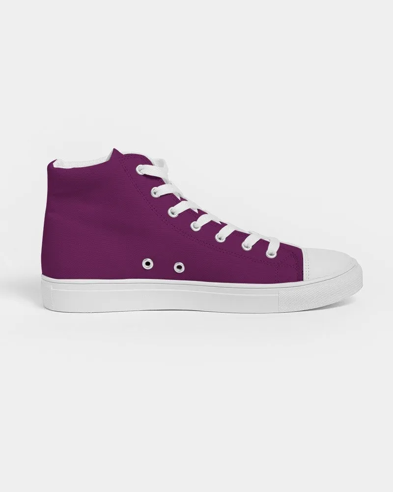 Medium Dark Magenta Purple Women's High-top Canvas Sneakers | Women's | Medium Dark Pure Magenta Purple | C25M100Y0K60