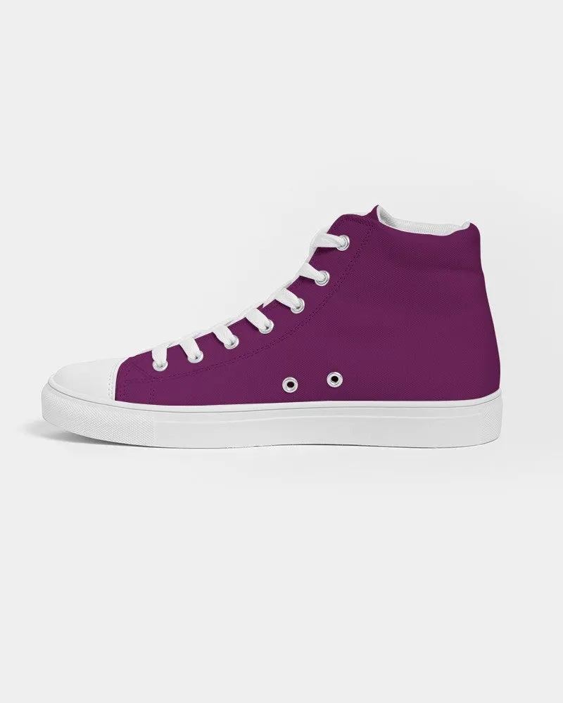 Medium Dark Magenta Purple Women's High-top Canvas Sneakers | Women's | Medium Dark Pure Magenta Purple | C25M100Y0K60