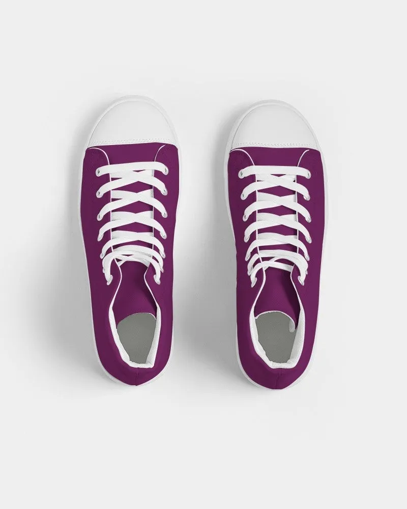 Medium Dark Magenta Purple Women's High-top Canvas Sneakers | Women's | Medium Dark Pure Magenta Purple | C25M100Y0K60