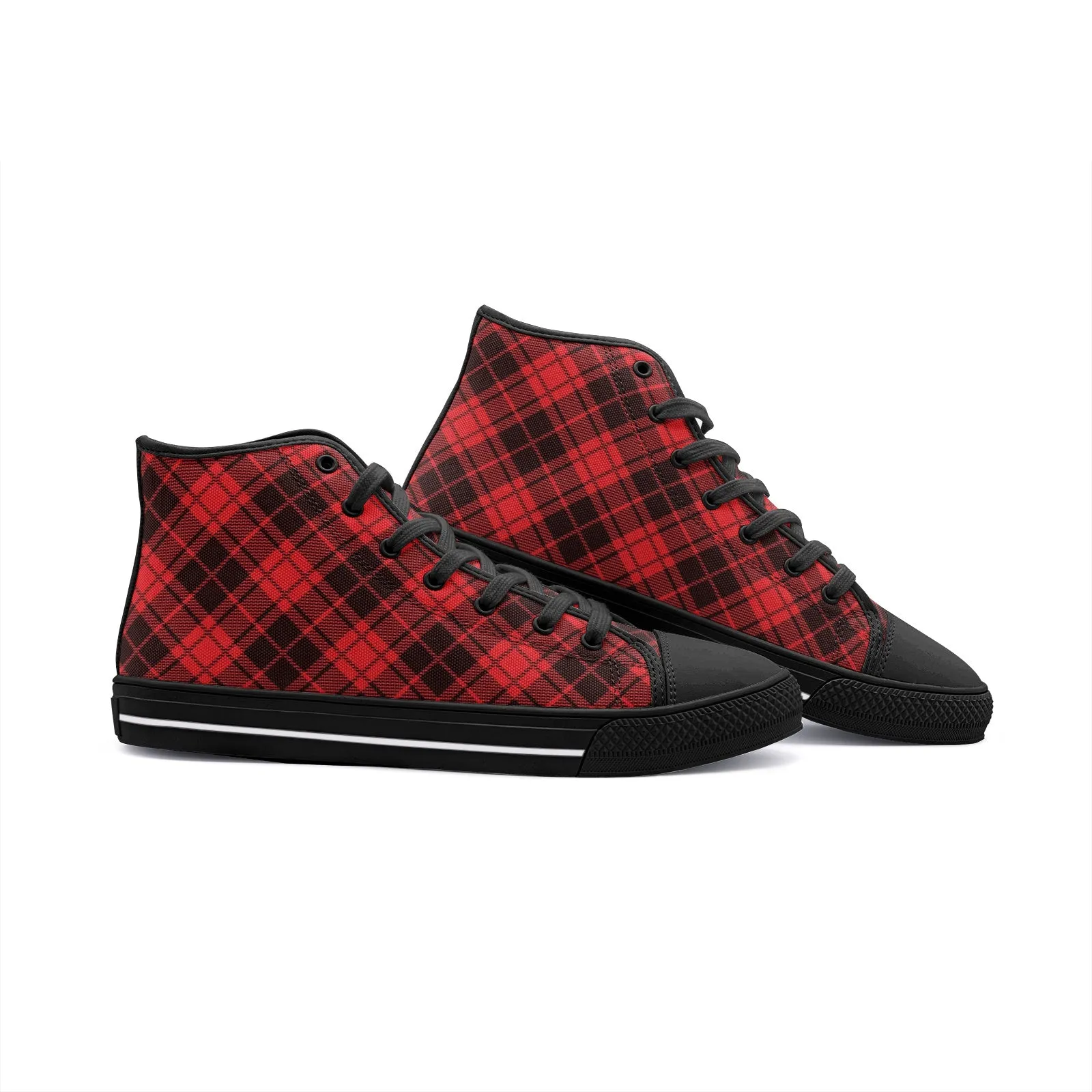 Red Tartan High Top Canvas Shoes