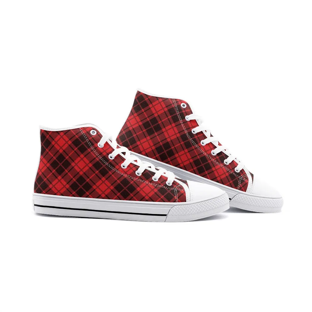 Red Tartan High Top Canvas Shoes