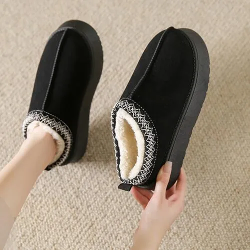 Shoreline Boutique Faux Fur Slip-Ons with Mid Heels
